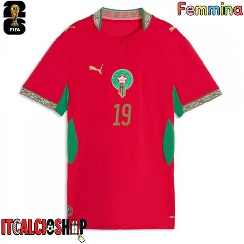 Marocco Youssef En-Nesyri #19 Prima Maglia Femmina Mondiali 2026 Manica Corta
